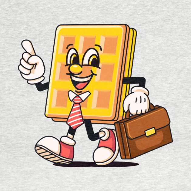 Waffle goes to office cartoon mascot by Vyndesign